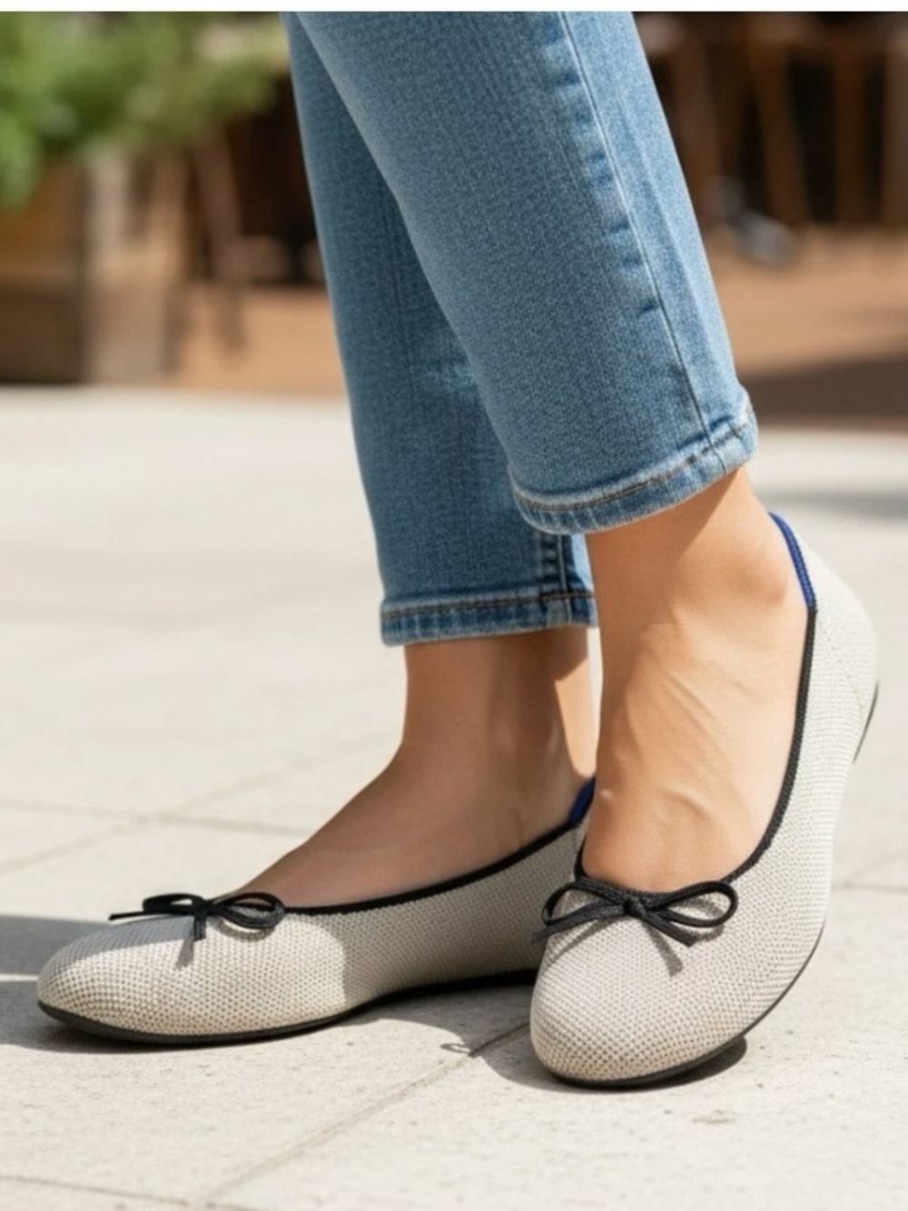 Rothy's The Ballet Flat Diamond Metallic Round Toe Casual Metal Knit